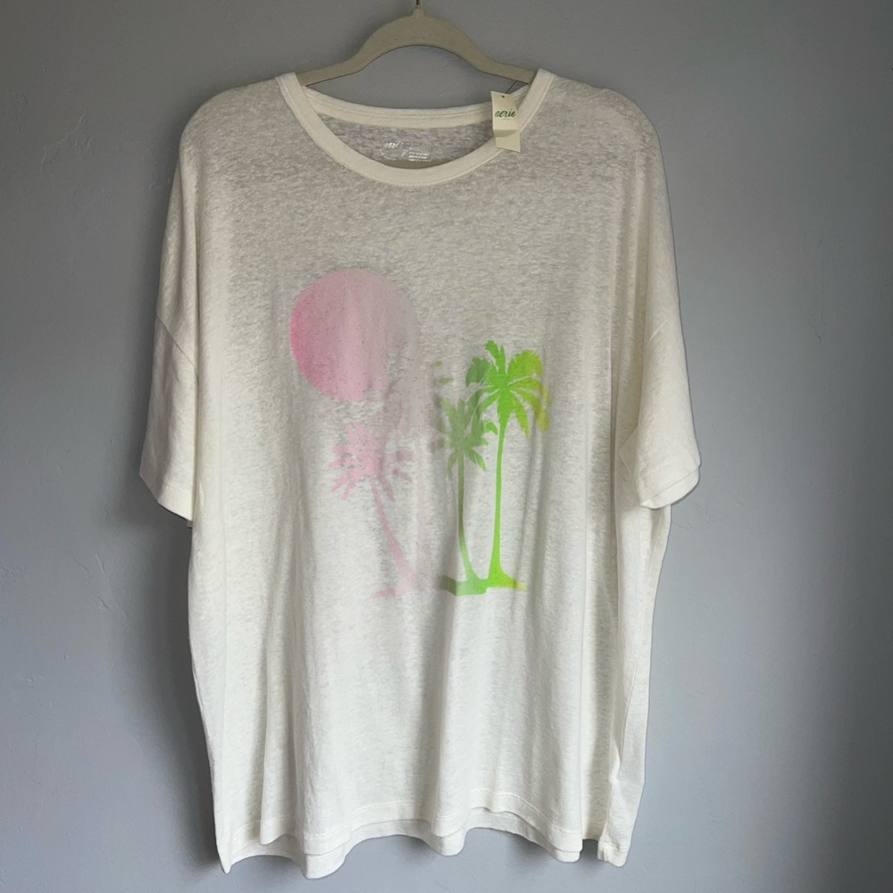 ‼️SOLD‼️Aerie Oversized Semi Sheer Graphic Tee NWT XL